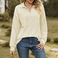 thumbnail image 2 of Solid Color Lapel Pullover for Women Winter Long Sleeve Blouse Loose-Fit Casual Tops, 2 of 4