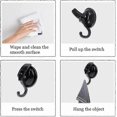 thumbnail image 4 of Black Plastic Suction Cup Hooks, 4-Pack, 60MM Wall Mounted Hooks for Towels, Strong Suction Power for Secure Hanging, 4 of 5