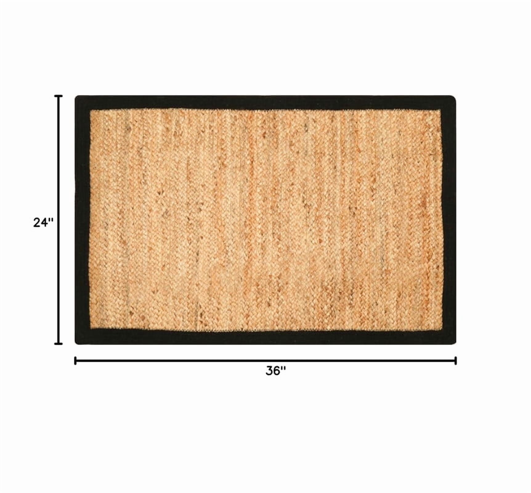 Handwoven Jute Braided Area Rug Rectangular Rustic Reversible Carpet for Living Room Bedroom_2'X5'