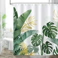 thumbnail image 5 of Tropical Leaves Shower Curtain 72 x 72 Inch Green Banana Monstera Leaf Plant Decorative Bath Curtain Polyester Fabric Waterproof Bathroom Curtain with 12 Hooks, 5 of 6