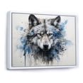 thumbnail image 2 of Designart "Blue-Grey Wolf'S Minimal Expression" Animals Wolf Floater Framed Wall Art Living Room, 2 of 5