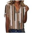 thumbnail image 2 of Fiudx Ofertas Relámpago Blusa de Manga Corta de Verano con Cuello En V para Mujer, Sexy, Informal, con Estampado Regular, 2 of 5