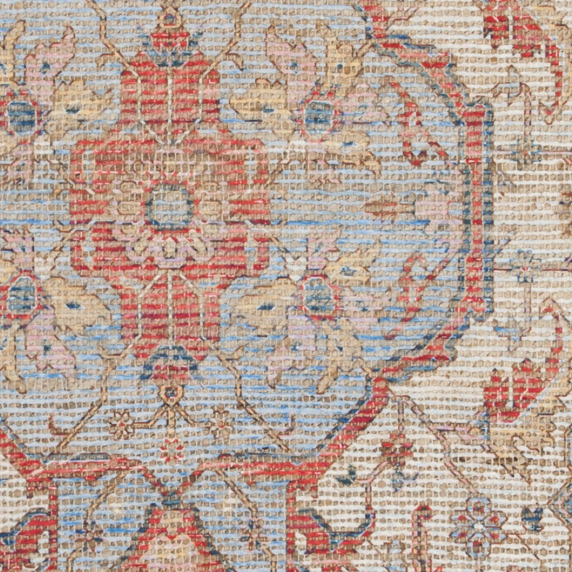 SAFAVIEH Saffron Ira Floral Bordered Cotton Area Rug, Fuchsia/Blue, 5' x 8'