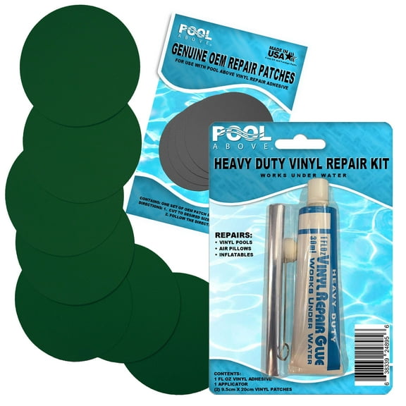 Pool Above Repair Kit for Easy Set, Fast Set, Frame Set Pool Liner | Vinyl Patches and Glue