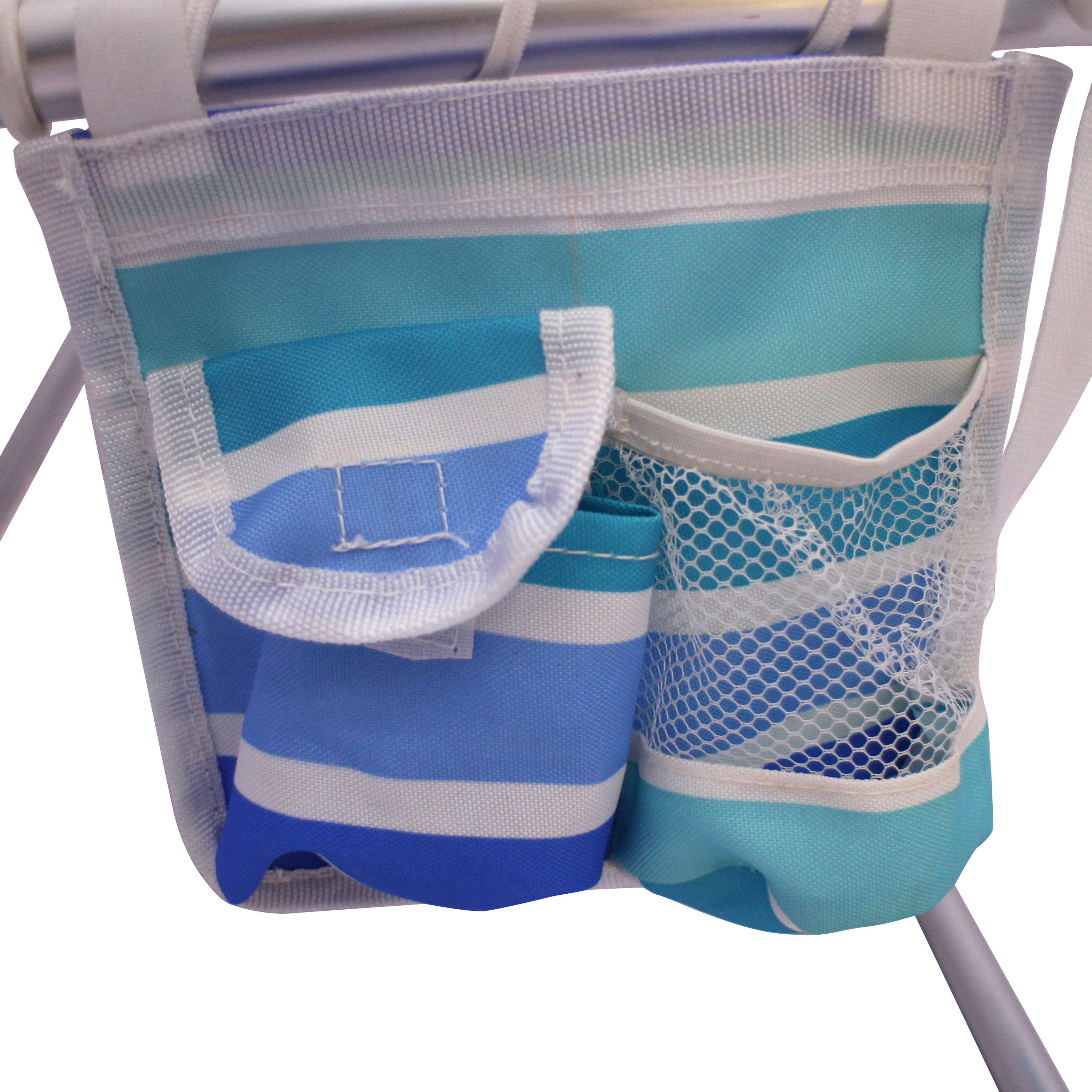 2-Pack Mainstays Reclining Bungee Beach Chair Blue & Green Stripe - image 5 of 9