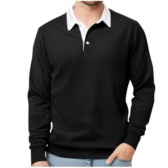 Abomasnow Men's Long Sleeve Shirts Slim Fit Color Blocking Button Down Lapel Pullover Blouse