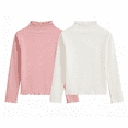 thumbnail image 2 of talentlend Girls 2 Packs Mock Neck Long Sleeve Shirts Cotton Ribbed Knit Slim Tops Casual Trendy Base Layer Tee, 2 of 7