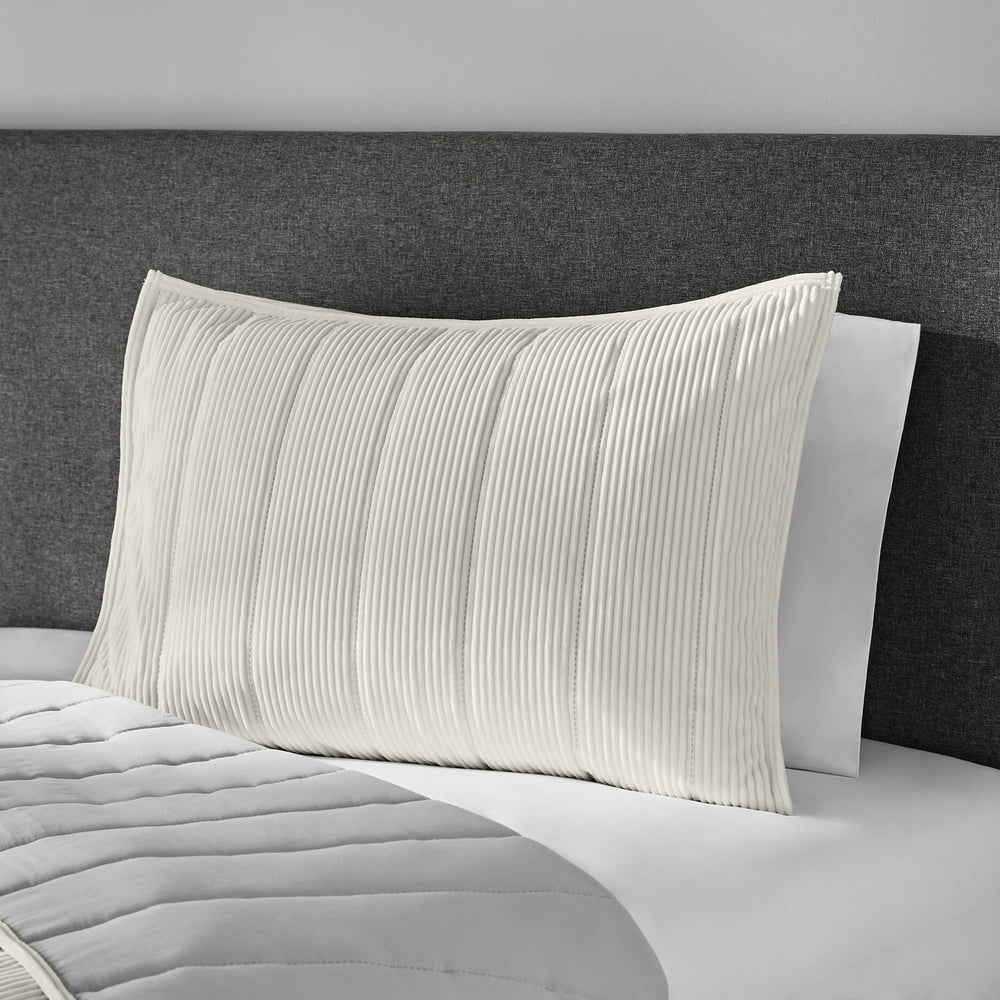 Mainstays Quilt & Shams Traditional White Corduroy Pillow Sham, King