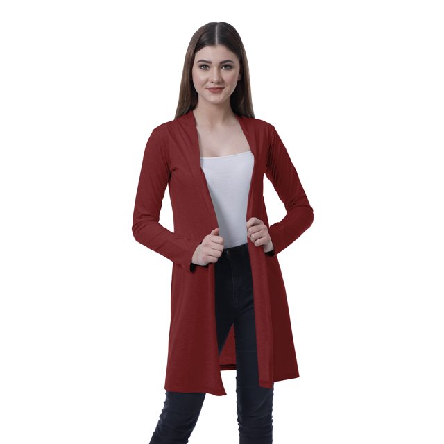 Moomaya Womens Full Sleeves Shrug Open Front Long Lightweight Casual Cardigan