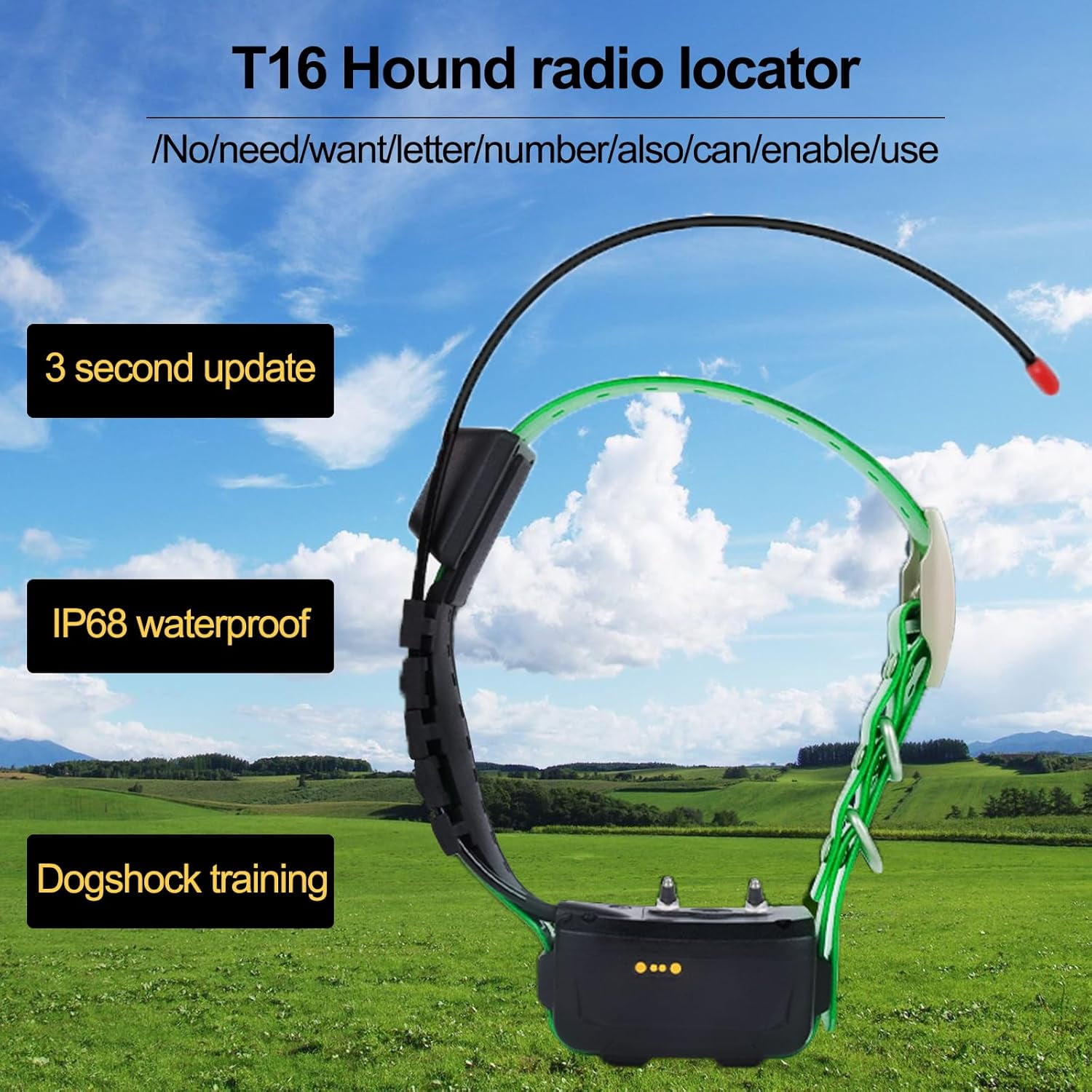 GPS Dog Collar Equipped with VHF Wireless Module,Dog Tracking Collar Adopts GLONASS/Galileo/BDS Positioning System,Tracking Collar for Dogs Use with Handheld Device,IP68 Waterproof & Dustproof