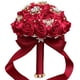 thumbnail image 4 of Jumpingount Ramo de novia de rosa de satén de seda, decoraciones de boda, ramo de simulación de satén para interiores o exteriores Ropa, zapatos y accesorios Miscelánea vino rojo, 4 of 6