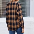 thumbnail image 4 of Dweltoz Womens Plaid Shirts Casual Button Down Blouses Basic Long Sleeve Collared Shackets 2026 Fall Dressy Shirts Trendy Office Tops With Pockets,Coffee M, 4 of 4