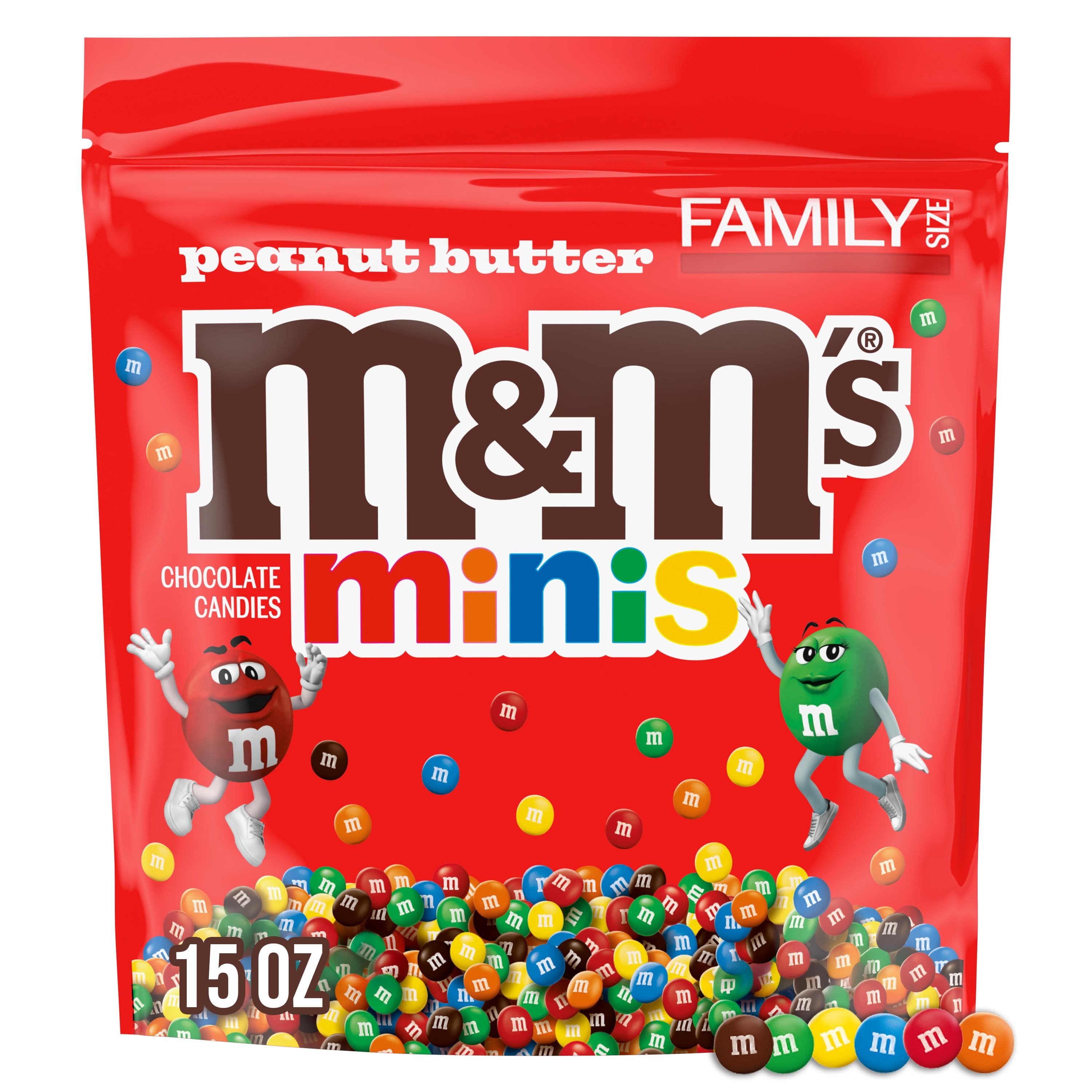 (3 pack) M&M's Minis Peanut Butter Candy, Family Size - 15 oz Bulk Resealable Bag