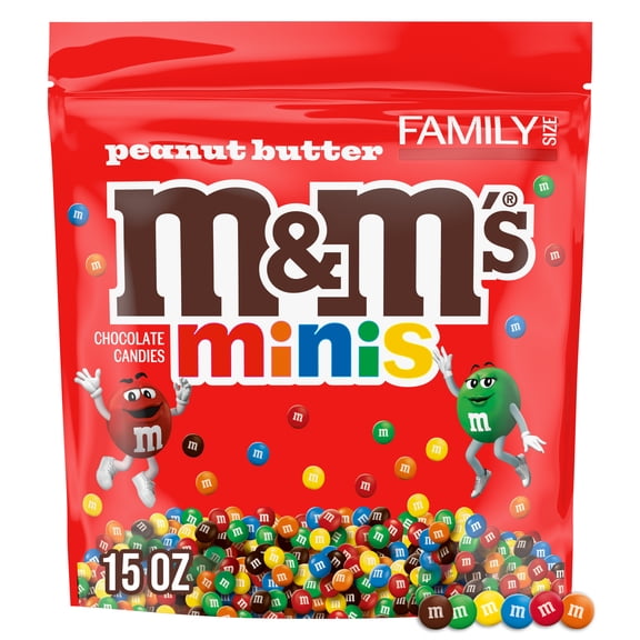 M&M's Minis Peanut Butter Candy, Family Size - 15 oz Bulk Resealable Bag