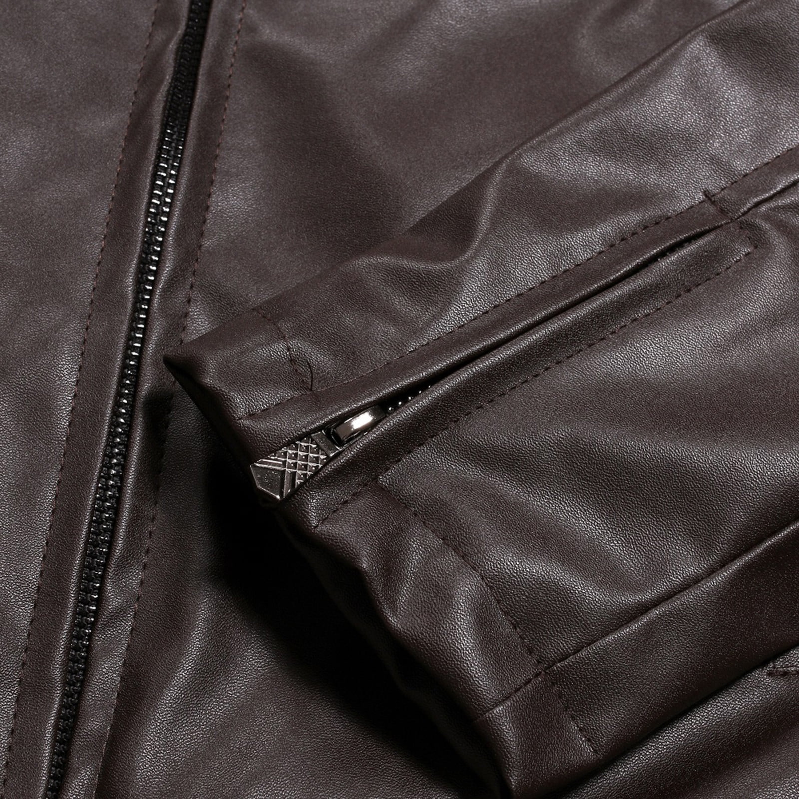 HWRETIE Men's Leather Plus Fleece Motorcycle Jacket Warm Winter Leather Coat Casual Outwear Stylish Protective Outerwear