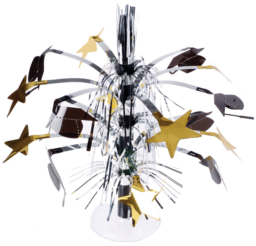 Graduation Cap Party Decor Foil Cascading Centerpiece Black Gold