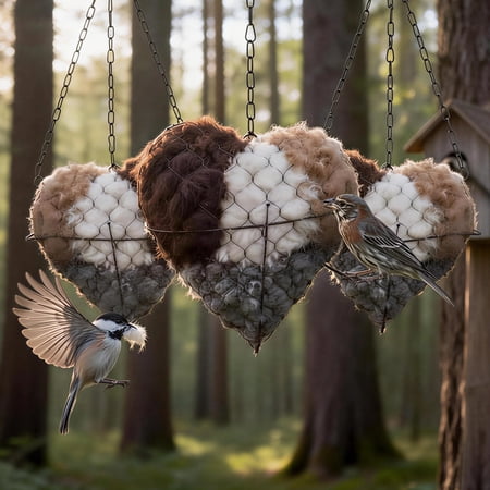 Refillable Bird Nesting Heart for Hummingbirds Handmade Fiber Bird Nesting Material Outdoor Winter Tree Shelter for Wild Birds Bird Cage Accessories (3pcs) Refillable Bird Nesting Heart for Hummingbirds Handmade Fiber Bird Nesting Material Outdoor Winter Tree Shelter for Wild Birds Bird Cage Accessories (3pcs)