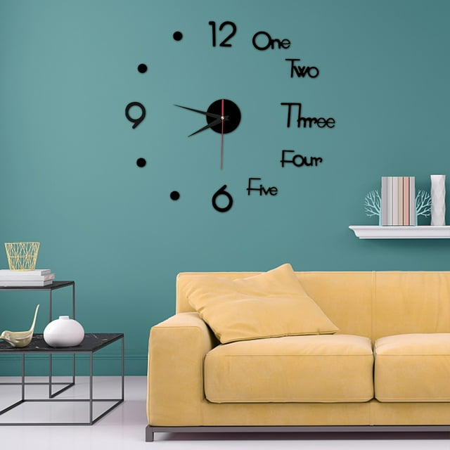 TopLLC Frameless DIY Wall Mute Clock Mirror Surface Sticker Home Office Decor on Clearance