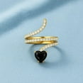 thumbnail image 4 of 7MM Heart Shape Wrap Bypass Ring Natural Black Spinel 925 Silver Gold Vermeil Women Valentines Day Gifts Rings, 4 of 7
