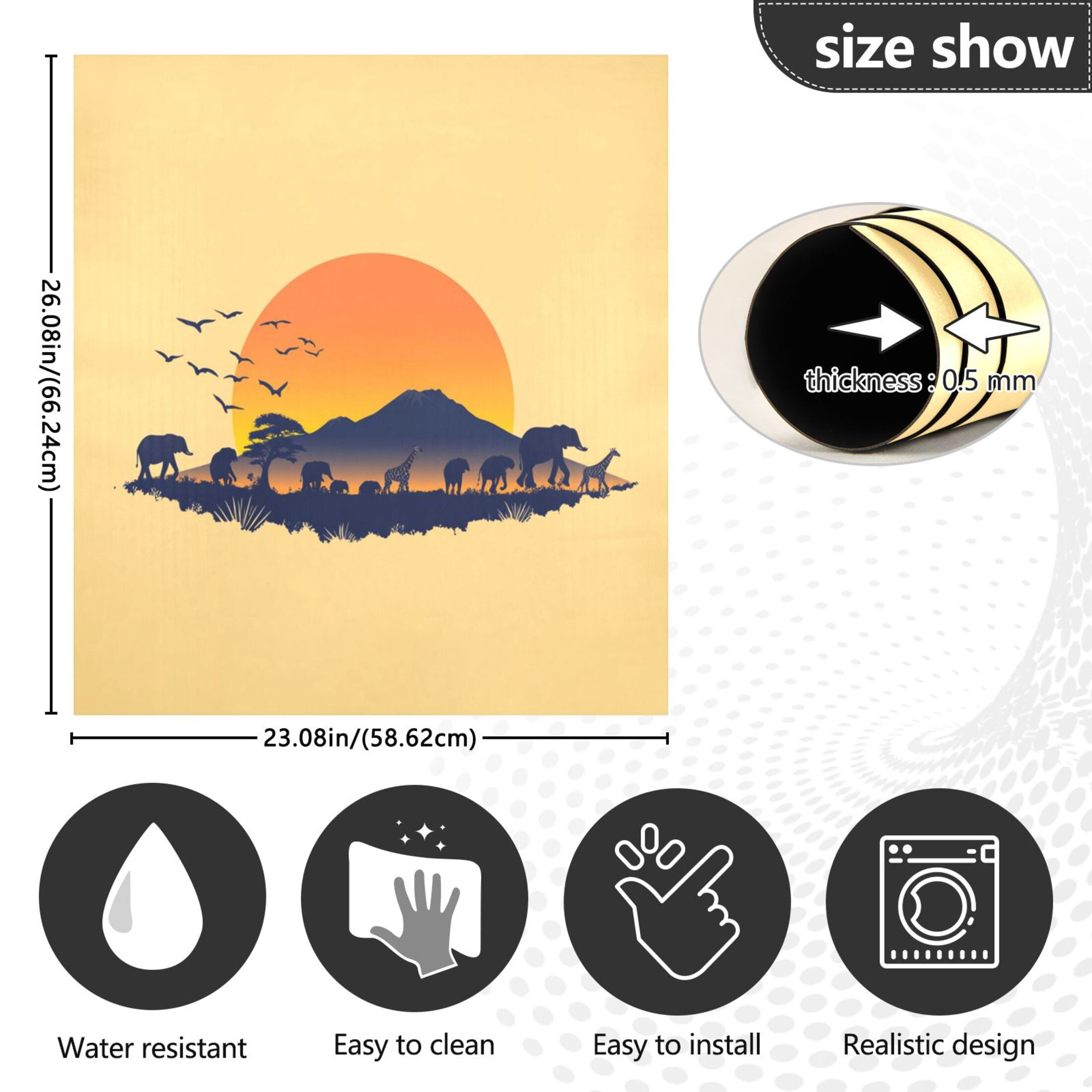 Dishwasher Magnetic Sticker 23x26 Inch Refrigerator Magnetic Sticker Washing Machine Magnetic Sticker Kitchen Panel Magnetic Sticker Home Decor Beautiful Sunset Animals