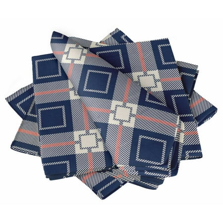 

S4Sassy Blue Plaid Check Printed Napkin Basic Everyday Use Table Linen Dinning Set 18 x 18 (Pack of 6)