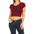 thumbnail image 2 of Women's  2-Pack Short Sleeve Stretch Round Neck Solid Cropped Top, 2 of 4
