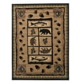 thumbnail image 2 of Handcraft Rugs Cabin Rug  Lodge, Cabin Nature and Animals Area Rug  Modern Geometric Design Cabin Area Rug  Abstract, Brown/Green/RedBear/Fish/Footprint 5x7 feet, 2 of 9