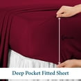 Picture of Sathi Linen 600 Thread Count  100% Cotton 4-Pcs (1-Flat Sheet +1- Fitted Sheet + 2-Pillow Cover ) Sheet set Color Burgundy Solid Size Twin Size Deep 15 Inch  Pattern Solid 