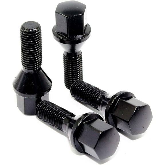 Set of 20 Veritek 14x1.5mm Black 2.16 Inch 28mm Shank 17mm Hex Wheel Lug Bolts for Aftermarket Custom Wheels Conical Seat Mercedes Audi VW