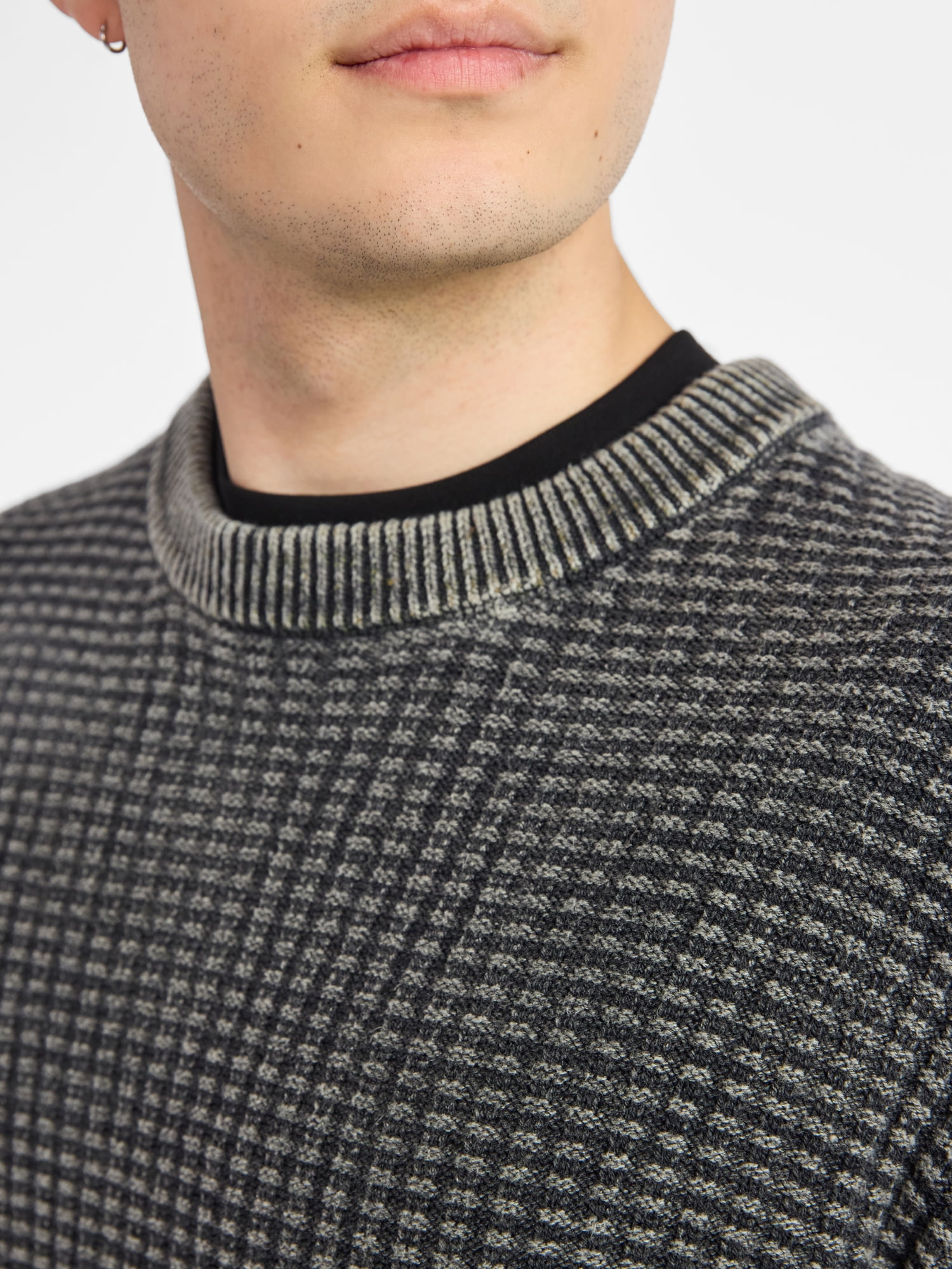No Boundaries Men's & Big Men's Thermal Stitch Crewneck Sweater, Midweight, Sizes XS-3XL