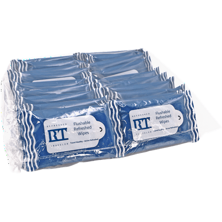 Refreshed Wipes -10-Ct in Resealable Pack - Travel Size - Biodegradable - Flushable (24 units)