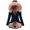 thumbnail image 2 of LEKODE Women's Warm Faux Fur Coat Winter Long Sleeve Hooded Parka Sherpa Lined Thickened Outerwear With Fur Hood Pink 3XL, 2 of 2