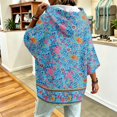thumbnail image 6 of Oversized 3/4 Sleeve Hoodie for Women Retro Floral Graphic Pullover Hooded Sweatshirt Casual Y2K Fall Outfit, 6 of 6