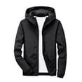 thumbnail image 6 of Zenithor Men's Hooded Windbreaker Jacket Zip Up Rain Coat Solid Long Sleeve Elastic Cuffs Pockets Spring Fall Outdoor Outerwear Black(XXS-3XL), 6 of 9