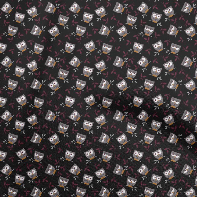 oneOone Rayon Black Fabric Owl Craft Projects Decor Fabric Printed By The Yard 56 Inch Wide