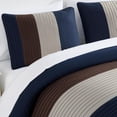 thumbnail image 3 of Chezmoi Collection Briar 7-Piece Queen Bed in a Bag Comforter Set with Sheets - Lightweight Comforter Midnight Blue Brown Coffee Luxury Pleated Stripe Bedding Set for All Season, 3 of 9