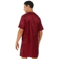 thumbnail image 2 of iiniim Men's Nightshirt Satin Nightwear Comfy V Neck Short Sleeve Soft Loose Pajama Sleep Shirt, 2 of 7