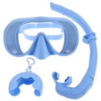 1 Set Adult Snorkel Mask with Anti-Fog Anti-Leak Adjustable Straps for Scuba Swimming Diving in Sky Blue