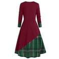 thumbnail image 2 of Seyurigaoka Women Casual Plus Size Dress Long Sleeve Plaid Patchwork A-line Dress, 2 of 8