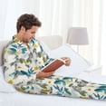 thumbnail image 6 of Honeii Watercolor Leaves Pattern Mens Pajamas Set,2pcs Men's Lounge Long Sleeve Sleep Shirt and Pajama Bottoms Sleepwear Set,Mens Pjs Sets-XX-Large, 6 of 7