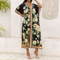 thumbnail image 4 of WTOBBY Women's Floral Cover Up Dress, Colorful Loose Fit Bikini Beach Robe Sun Protective Smock Free Size for Pool Vacation Resort Wear and Swim Cover,Black, 4 of 5