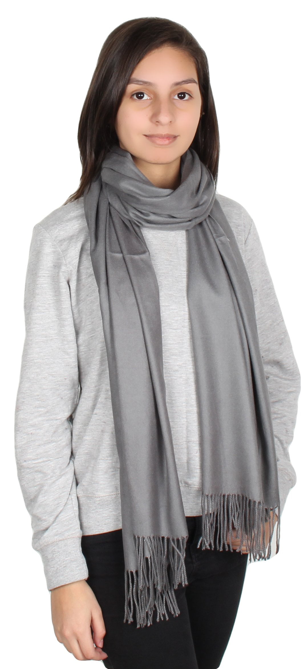 Fashion Women's Silk Style Solid Long Pashmina Shawl Wrap Scarf cashmere 