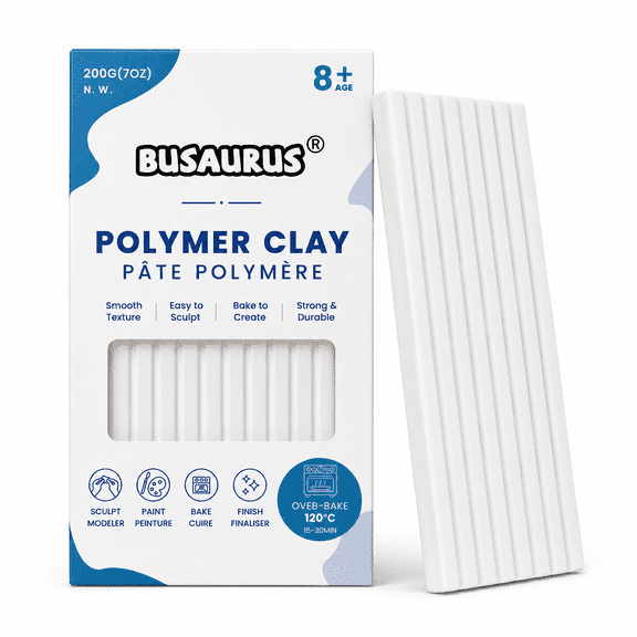 Busaurus Polymer Clay(200g/7 oz) White Oven-Bake Modeling Clay for sculpting