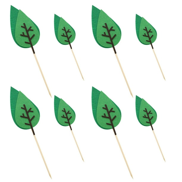 8PCS Tree Cupcake Toppers Forest Themed Kids Birthday Party Cake