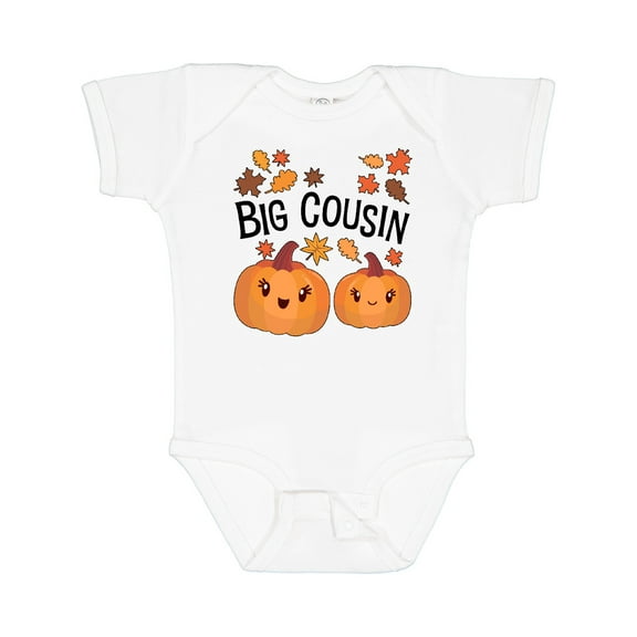 Inktastic Big Cousin Pumpkins with Fall Leaves Boys or Girls Baby Bodysuit