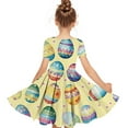 thumbnail image 4 of hengsof Girls Spring Dress, Short Sleeve Spring Easter Round Neck Special Event Dress Sweet and Cute Dress for Kids Ages 4 to 14 Years, 4 of 5