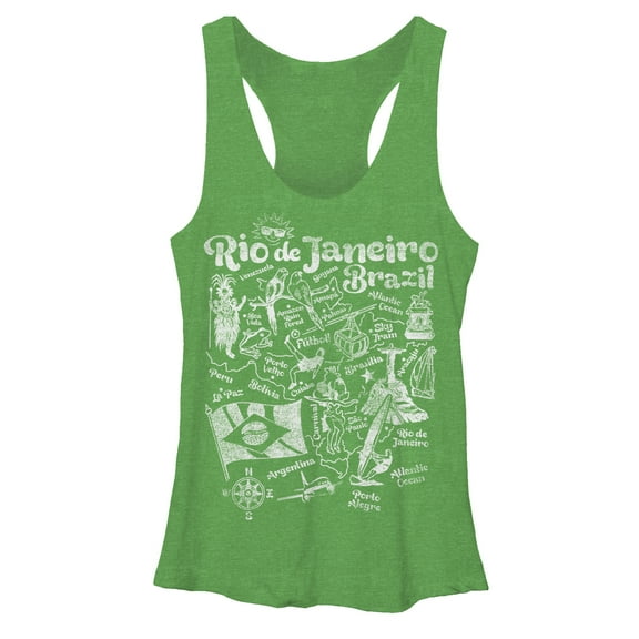 Women's Lost Gods Map of Brazil  Racerback Tank Top Envy Green Medium
