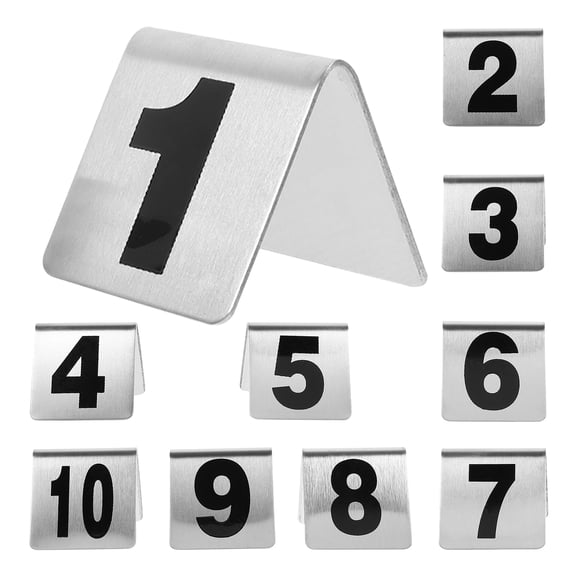 OUNONA  10 Pcs Table Numbers 1-10 Stainless Steel Plate Banquet