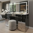 thumbnail image 3 of Boahaus Lydia Vanity Desk with Mirror, Speakers, Lights & Charging Station, Mirrored, 3 of 9