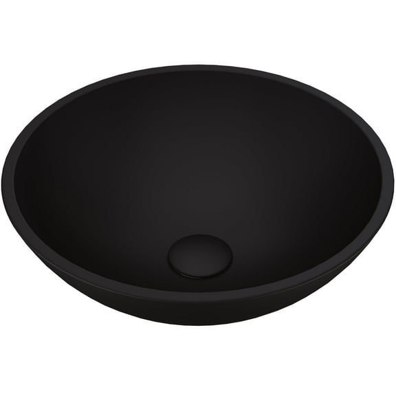 Open Box VIGO Cavalli Modern Black Matte Shell Glass Round Vessel Bathroom Sink